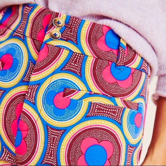 ANTHROPOLOGIE The Essential Slim Trousers - Cropped in Retro Geometric Print - Picture 7 of 7